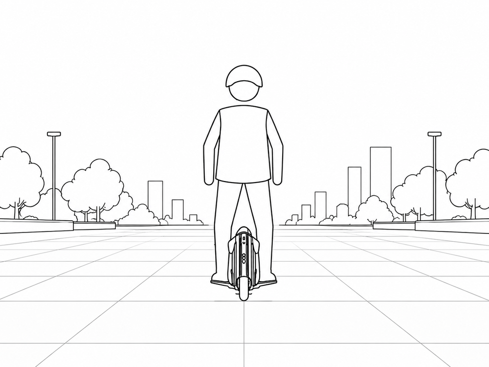 Open practice area for electric unicycle beginners