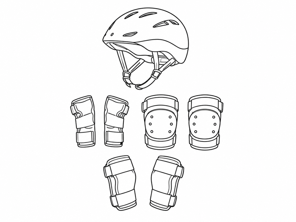 Helmet wrist guards and knee protection for EUC riding