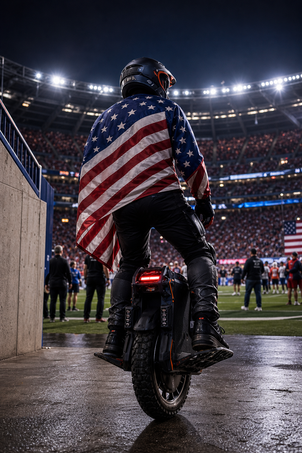 Kingsong USA game day rider entering stadium