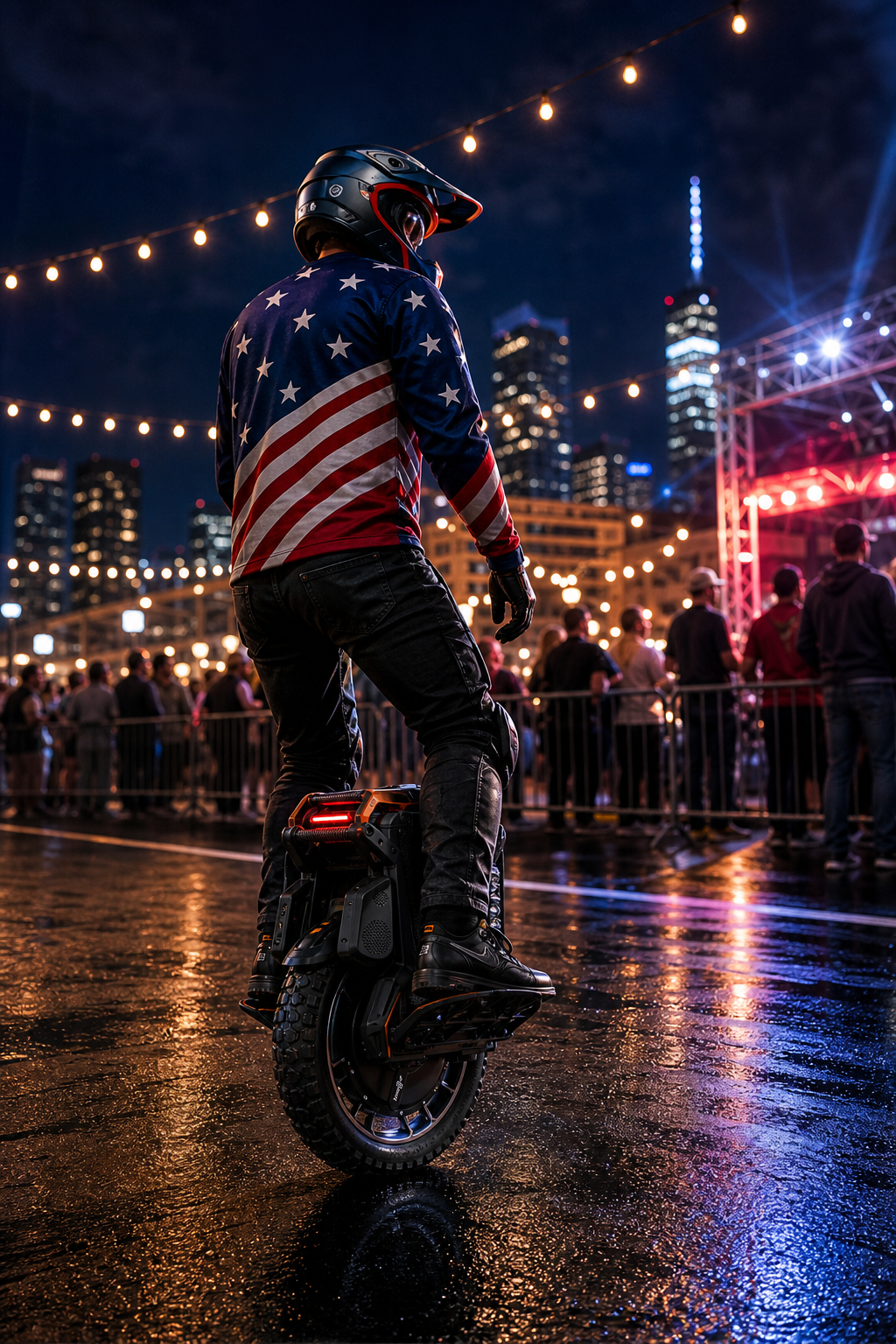 Kingsong USA game day rider at night event