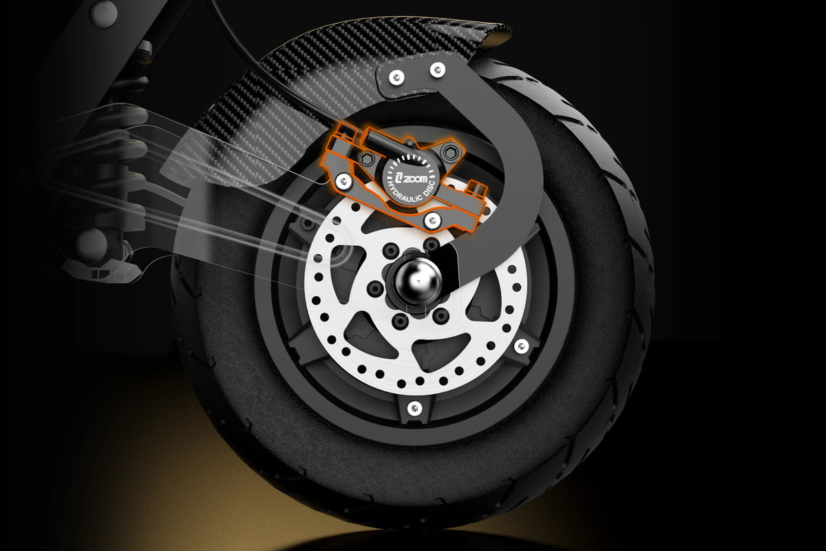 KingSong N16 hydraulic disc brakes and electronic braking system